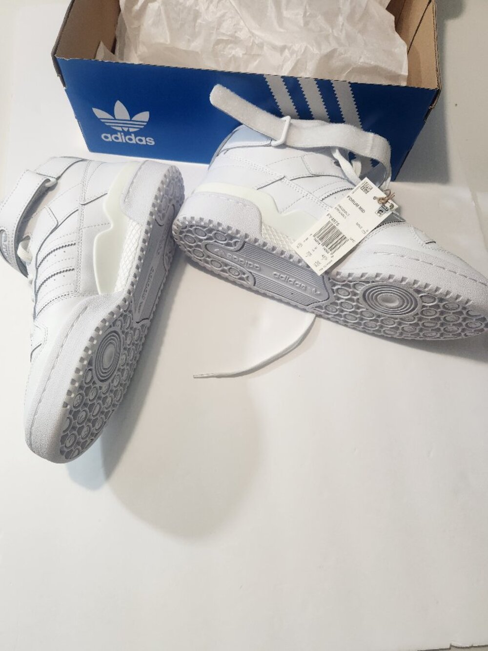 ADIDAS Forum Mid Retro Lifestyle & Basketball Sneakers All White Men's Size 9.5 - Picture 6 of 7